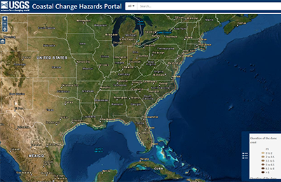 Image of USGS Coastal Change Hazards Portal Website