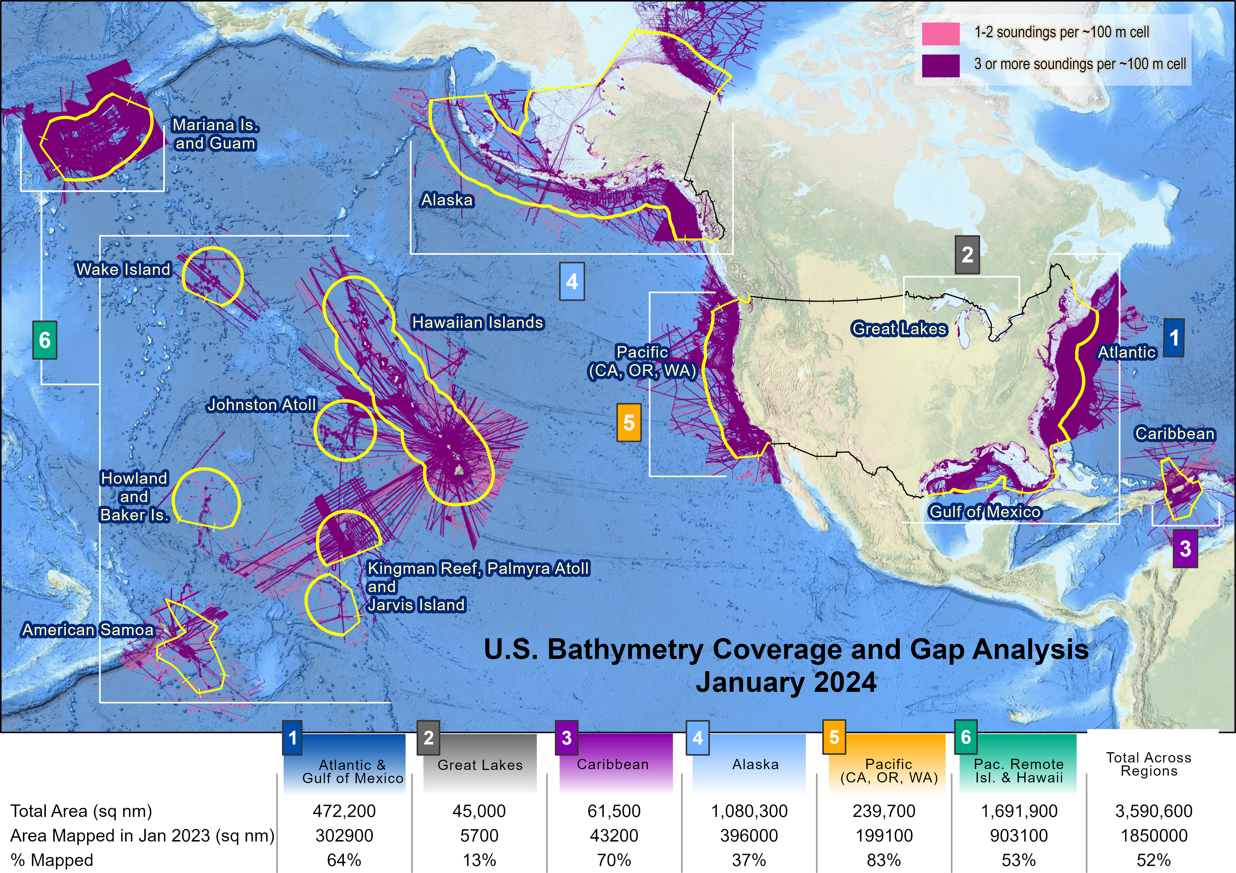 Image of global bathymetry with extents