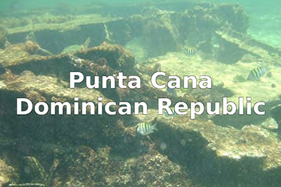 Underwater image with text Punta Cana, Dominican Republic.